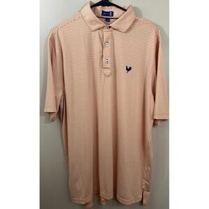 Stitch Polo Shirt Mens Large Orange Striped Short Sleeve Golf Stretchy Dri Fit
